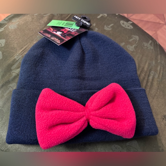 Studio Ghibli Accessories - Studio Ghibli Kiki’s Delivery Service Navy Beanie with Hot Pink Bow- anime